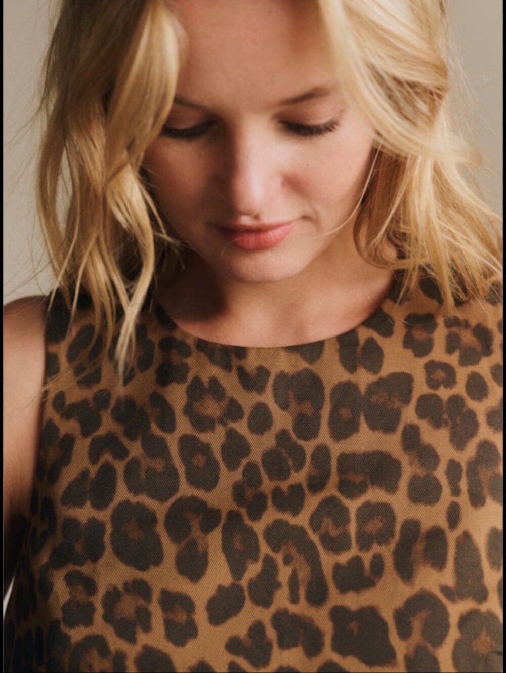 Sezane Nicia Dress Winter Leopard Caramel Organic Cotton - Picture 2 of 16